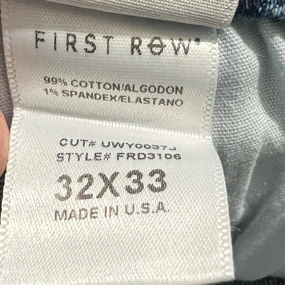First Row Men's slim Flare distressed paint Jeans Blue Denim American Flag 32X33